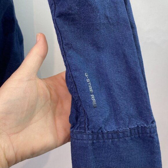 G Star Raw Mens Shirt Blue LS Pockets Snap Front Streetwear Sz M - Picture 4 of 8